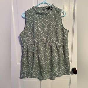 Coco + Carmen Sleeveless Green and White Blouse